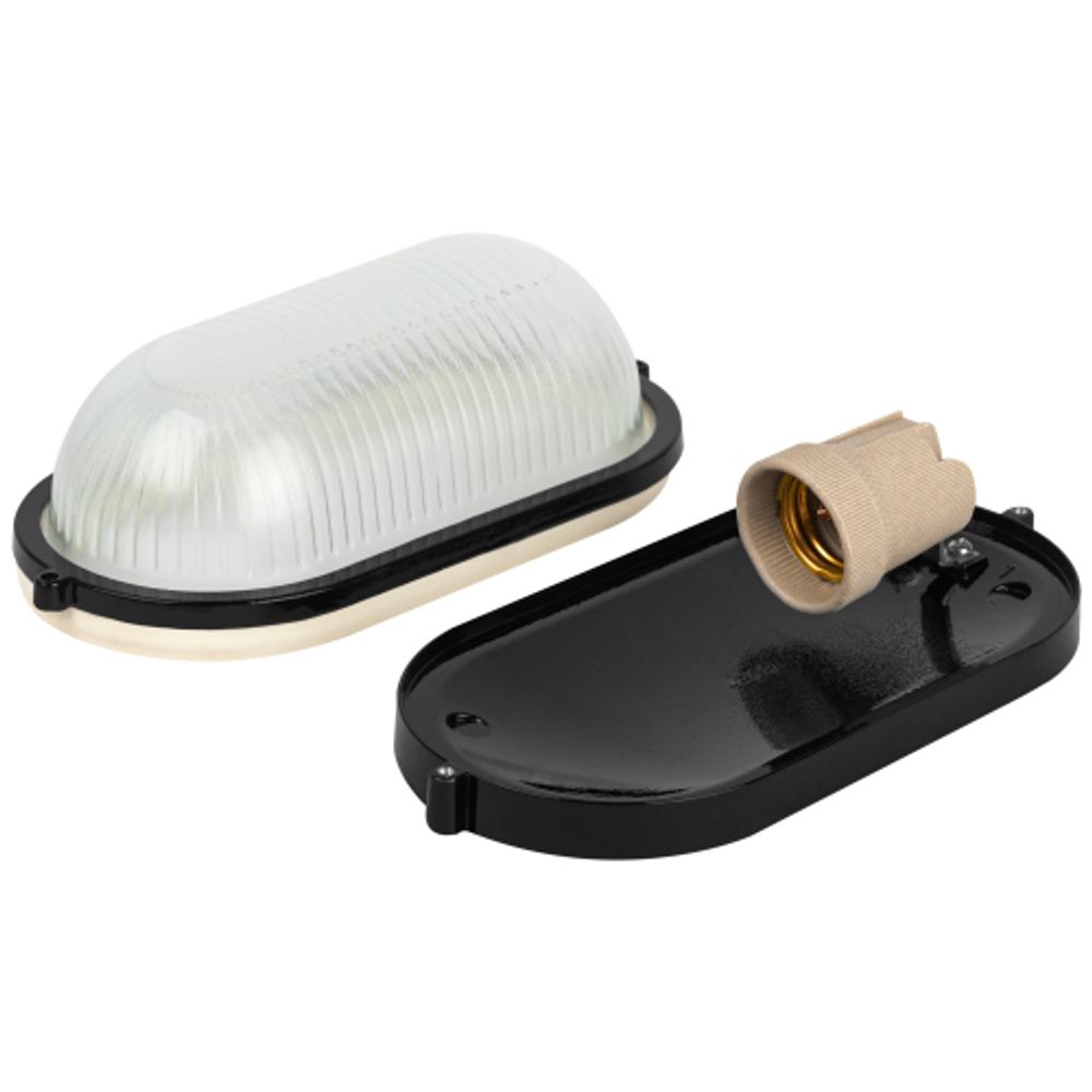 Светильник ЭРА НБП 04-60-001 Акватермо алюминий/стекло IP54 E27 max 60Вт 212х105 овал черный термостойкий