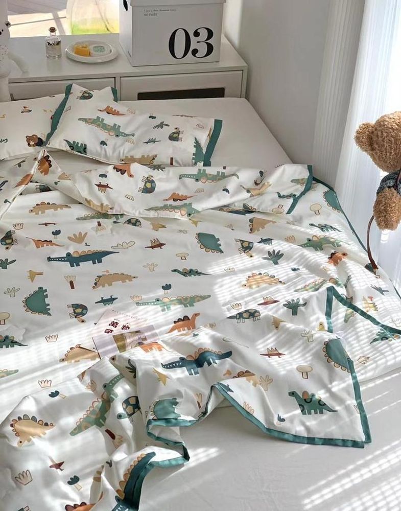 ZEPHYR HOME Одеяло летнее 150х200 Полуторка Египетский хлопок динозавры