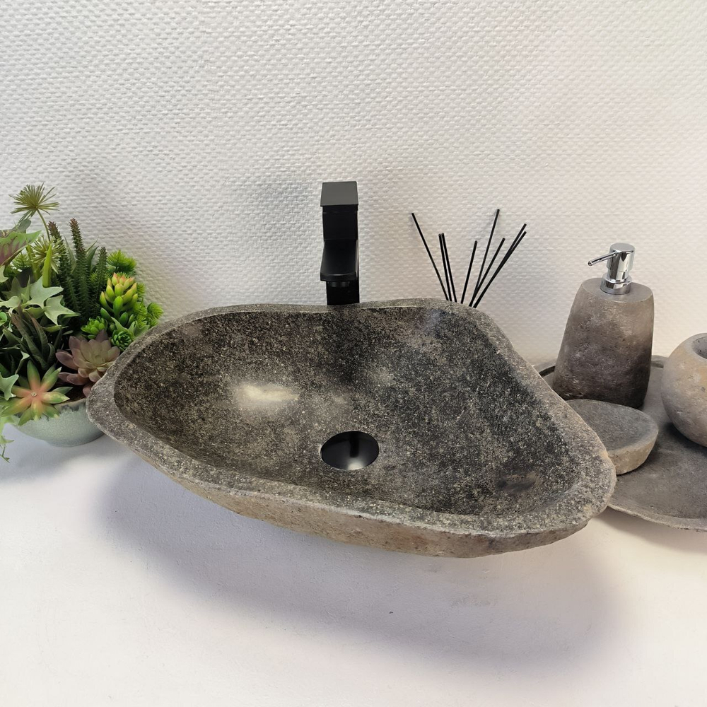 Каменная раковина из речного камня RS-63521 (48*42*15) 0122
