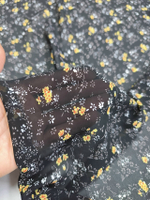 Шифон/ Желтые цветы на черном