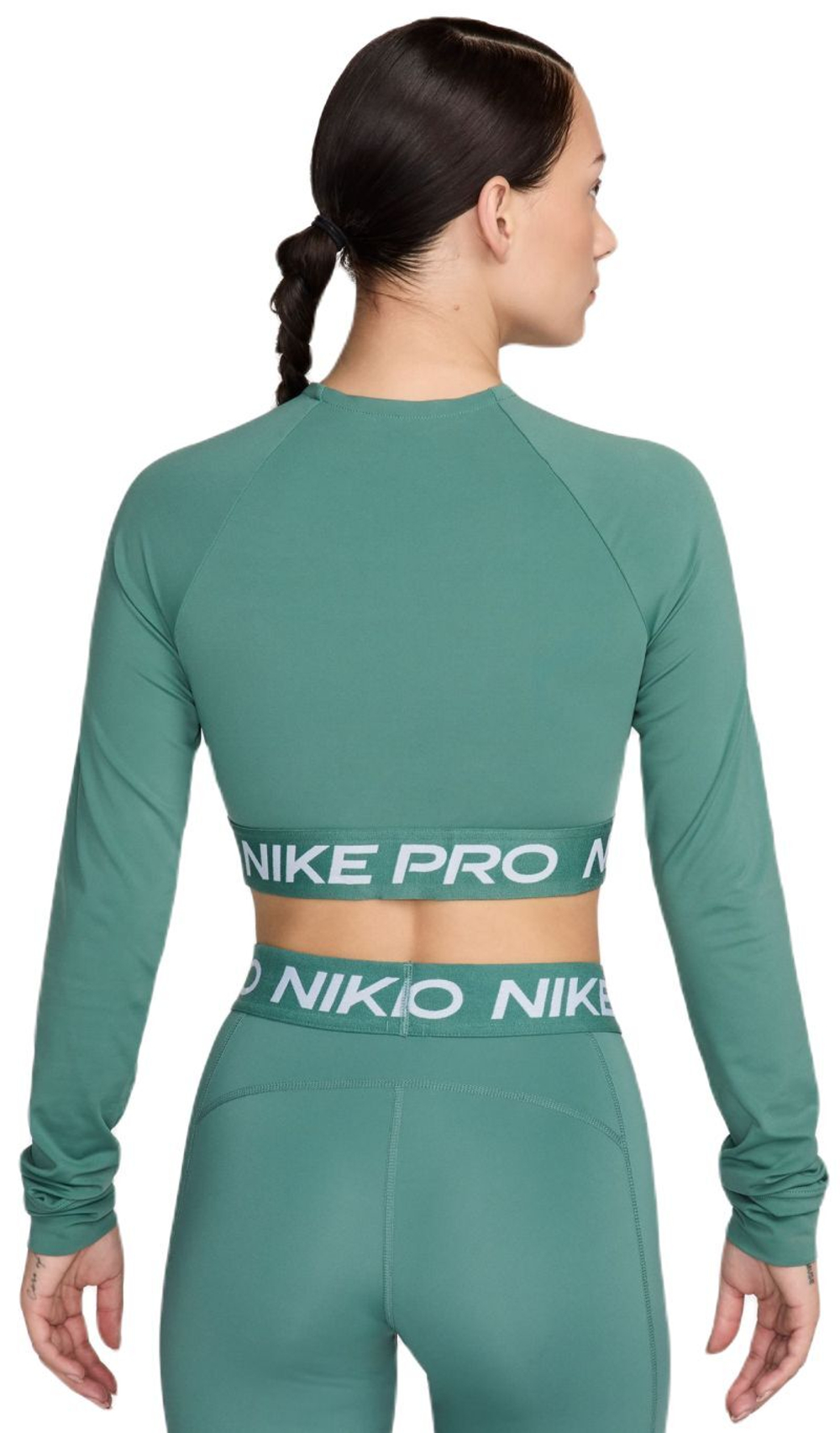 Женская теннисная футболка с длинным рукавом Nike Pro 365 Dri-Fit Cropped Long-Sleeve Top - bicoastal/white