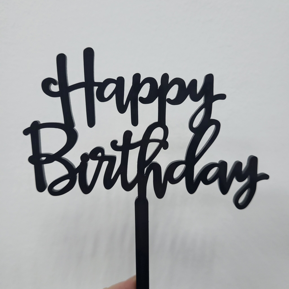 Топпер Happy Birthday прописью (черный)