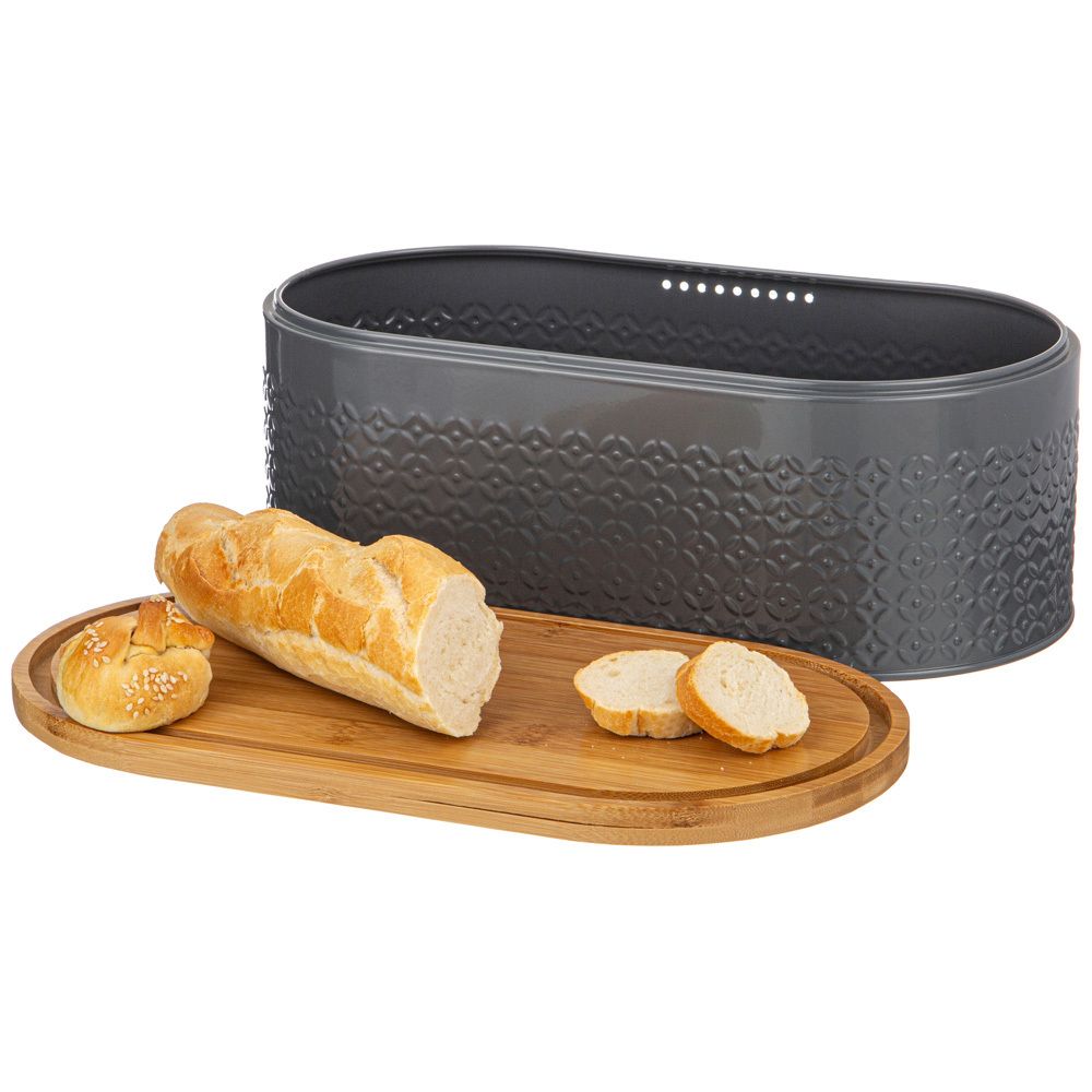 ХЛЕБНИЦА AGNESS 33,8Х18Х12СМ С 2-МЯ БАНКАМИ Д/СЫП. ПРОД. D10СМ, H11СМ, GREY