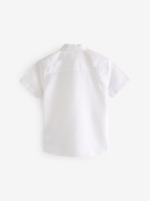 Рубашка с коротким рукавом льнная для мальчика Next 477-483, Белый