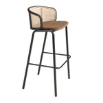 Барный стул Angel Cerda 4128/BS-1698A из коричневого бархата и ротанга
