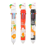 Ручка шариковая, автоматическая, 10в1, Basir, серия "ЗАЙЧИК", 10-ти цветная, с резиновой фигуркой, 36 шт