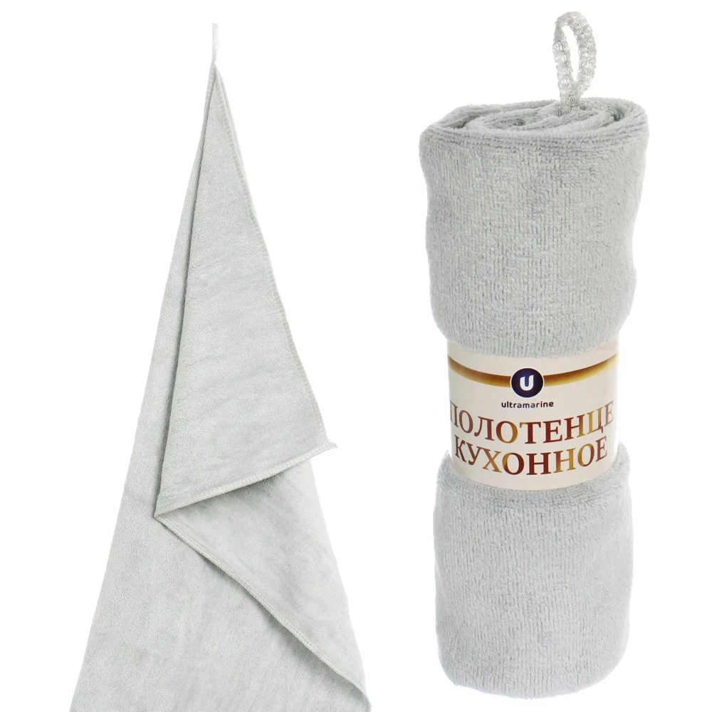Полотенце кухонное «UNICO», 34*72 см, цвет светло-серый, микрофибра 300 гр/м2