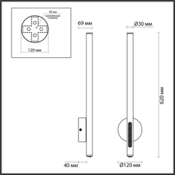Светильник Настенный Odl24 Mali Led Ip20 Hightech 6644/10Wl 3000K 220V 12W