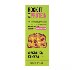 Rock it Батончик протеиновый с фисташками и клюквой в шоколаде, 40гр