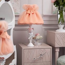 Настольная лампа Орхидея Лира Белый с абажуром Мадлен Пудровый