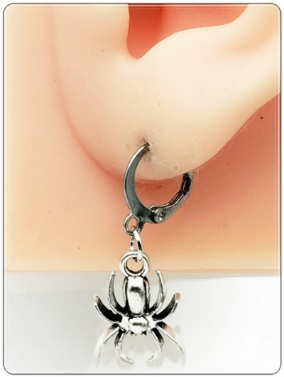 Серьги кольца "Паучки" серебристые.