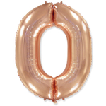 Шар фольгированный Цифра 0 101 см (Розовое Золото)