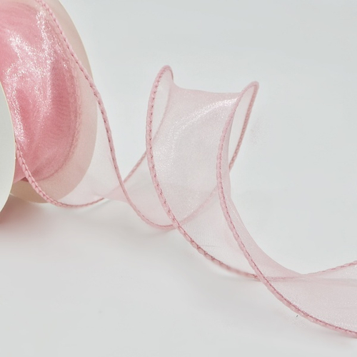 Лента 4см х 10м органза пыльно-розовый 1 шт