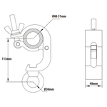 KUPO KCP-843 Handcuff Eye Ring Coupler, silver. Струбцина (с кольцом) (Ø48-51↓200)