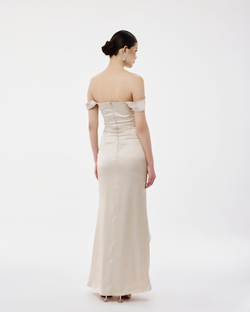 Платье золото - беж с драппировкой