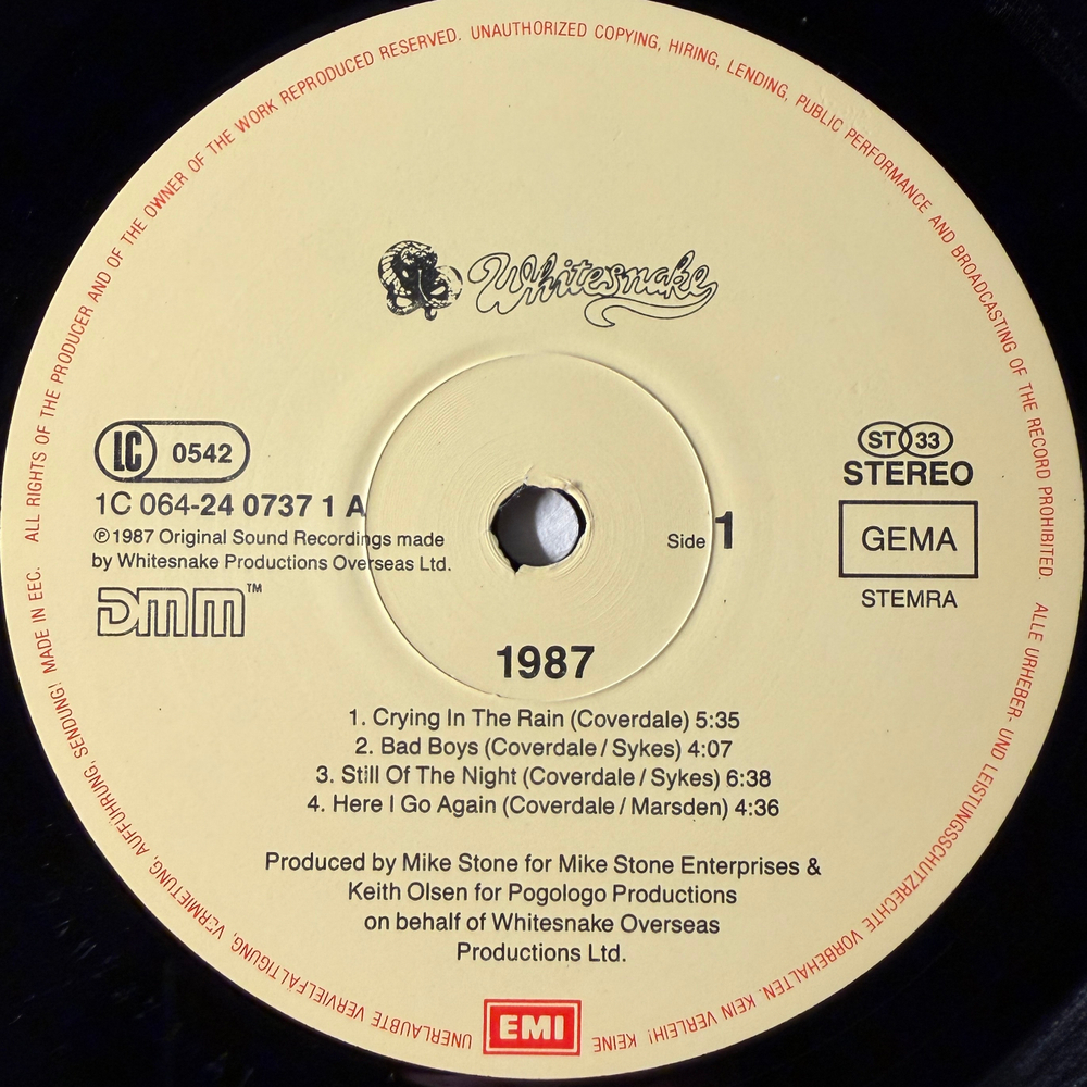 Whitesnake - 1987 (Европа 1987г.)