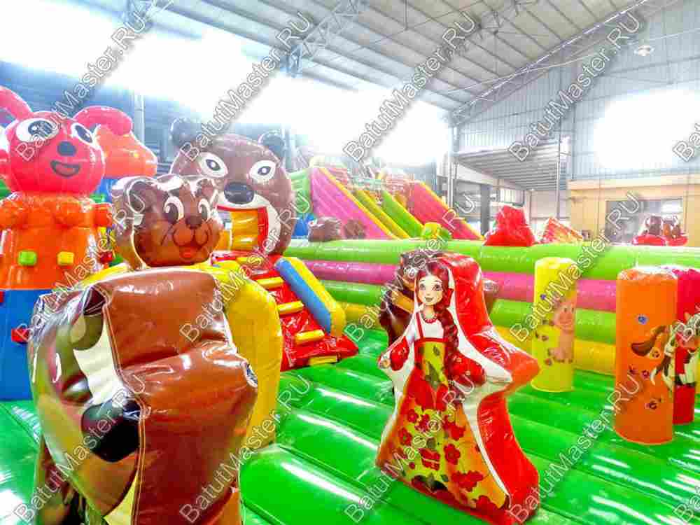 Детский надувной батут-горка "Маша и медведи" 16*10 м