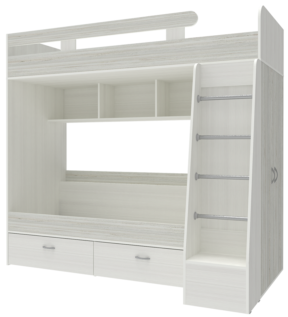 Двухъярусная кровать КарИВи Юниор 6 Белое Дерево Винтерберг