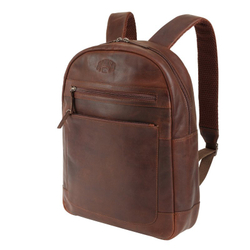 Качественный фирменный мужской коричневый рюкзак 40х34х9 см из натуральной воловьей кожи DIGGER «Sade» KLONDIKE KD1054-03