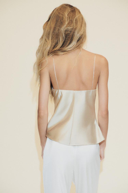 ZARA АТЛАСНЫЙ ТОП НА ТОНКИХ БРЕТЕЛЯХ, БЕЖЕВЫЙ