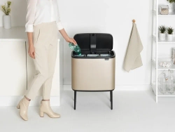 Brabantia Контейнер для мусора Bo Touch 3x11l для переработки металлического золота
