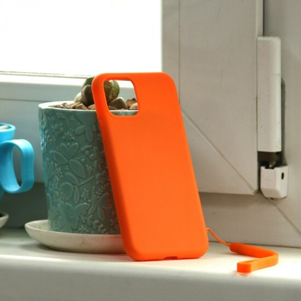 Силиконовый матовый чехол с ремешком для iPhone 11 Pro Max, 011397 Черный