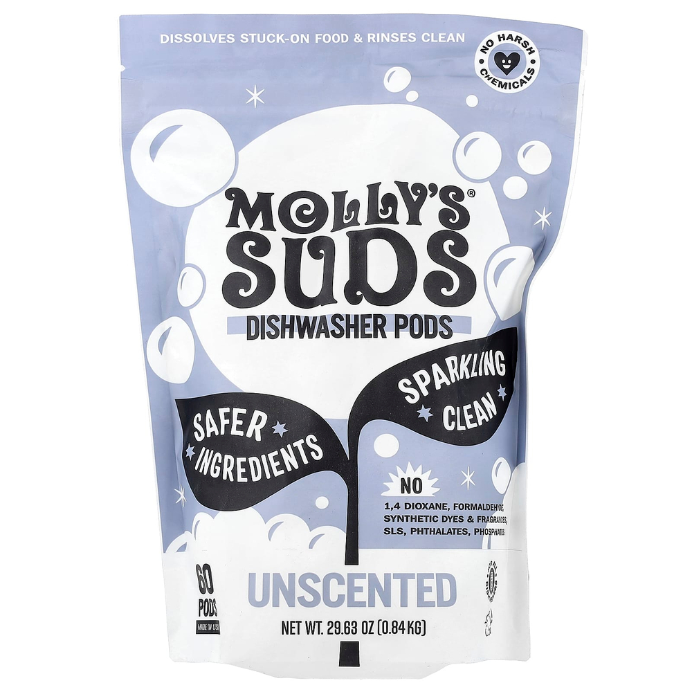 Molly's Suds, капсулы для посудомоечной машины, без запаха, 60 капсул, 0,84 кг (29,63 унции)