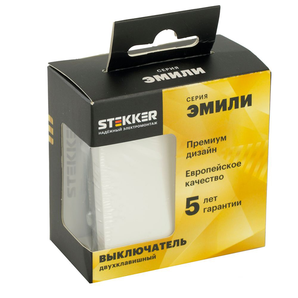 Переключатель перекрестный 2-клавишный (механизм), STEKKER, 250В, 10А, серия Эмили, RSW10-5111-01, белый фарфор, soft touch 50162