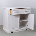 Комод белый для вещей Харви из массива сосны с филенкой для спальни в викторианском стиле, комод деревянный с ящиком и с дверцами на ножках напольный