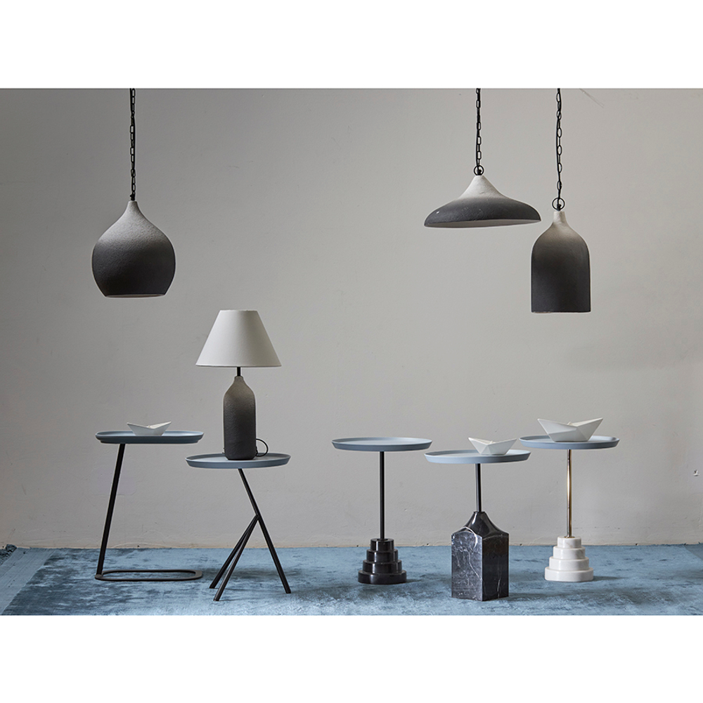 Столик приставной sustainable collection, D38 см, серо-голубой/черный