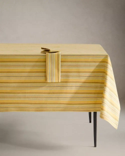 ZARA HOME ХЛОПКОВАЯ СКАТЕРТЬ В ПОЛОСКУ, ЖЕЛТЫЙ