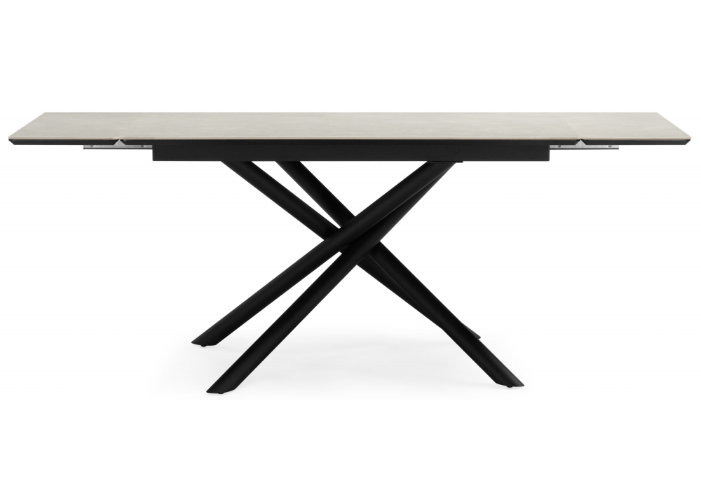 Керамический стол Woodville Мэриан 140 (200) х 80 carmen light grey, черный