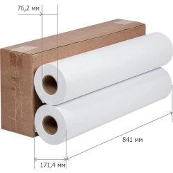 Бумага широкоформатная Комус (ProMega engineer) 80 г/кв.м, длина 175 м, ширина 841 мм, диаметр втулки 76 мм, 2 рулона в упаковке