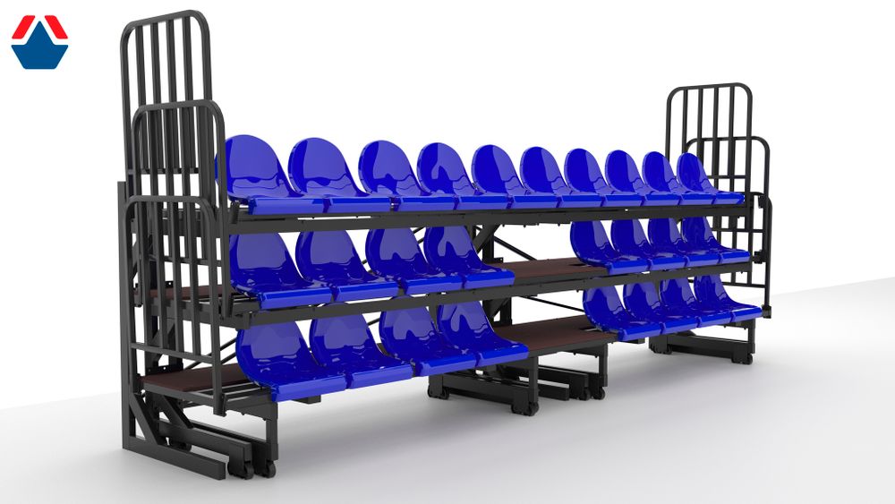 Трибуна телескопическая 3-х рядная на 26 мест