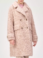 Шуба из шерсти мериноса чебурашка, розово-бежевая, SilverFox (арт. S1160rm05bz)