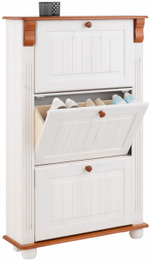 Обувница Adele из сосны, с 3 откидными дверцами, белая