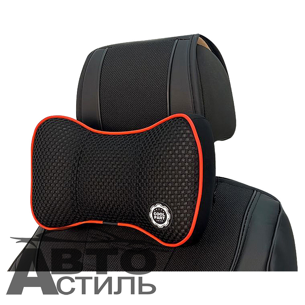 Подушка на подголовник Coolpart - MAXIMAL (1шт) - 14-BLBL-RD черный ткань с сеткой\кант красный