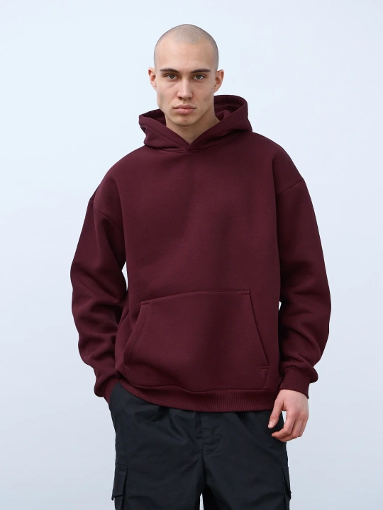 Худи оверсайз с начесом (бордовый)