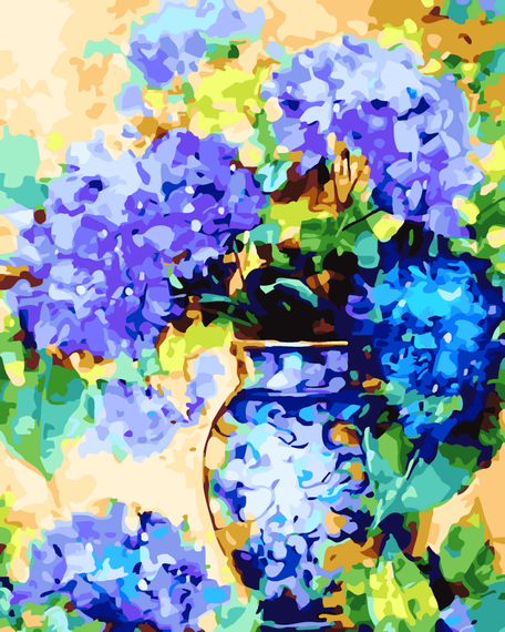 Букет гортензий- раскраски  по номерам