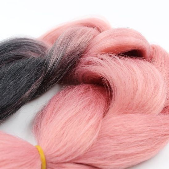 Канекалон 2-цветный 100гр 130см B06 черно пудровый