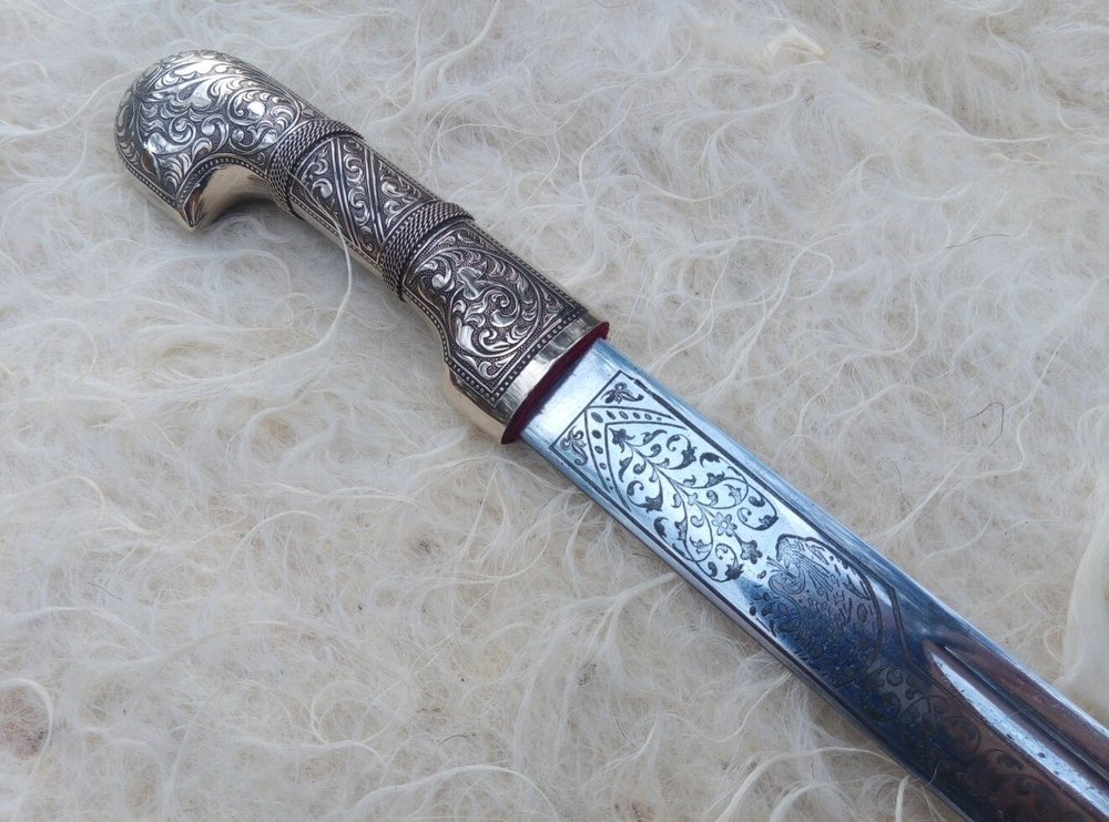 Шашка казачья азиатского образца 1904 г., мельхиоровая рукоять утопающая в ножнах