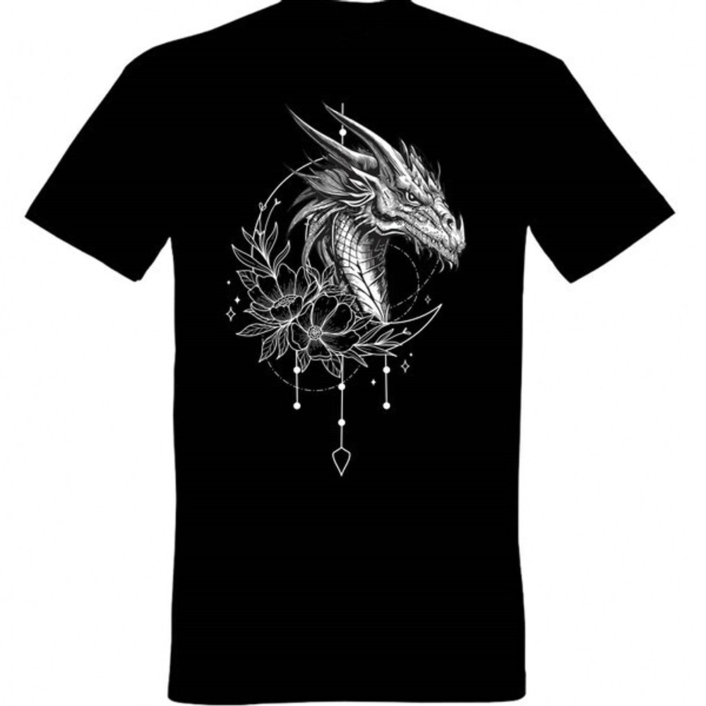 Футболка с принтом «Дракон Среброкрылый», цвет черный, р-р 52