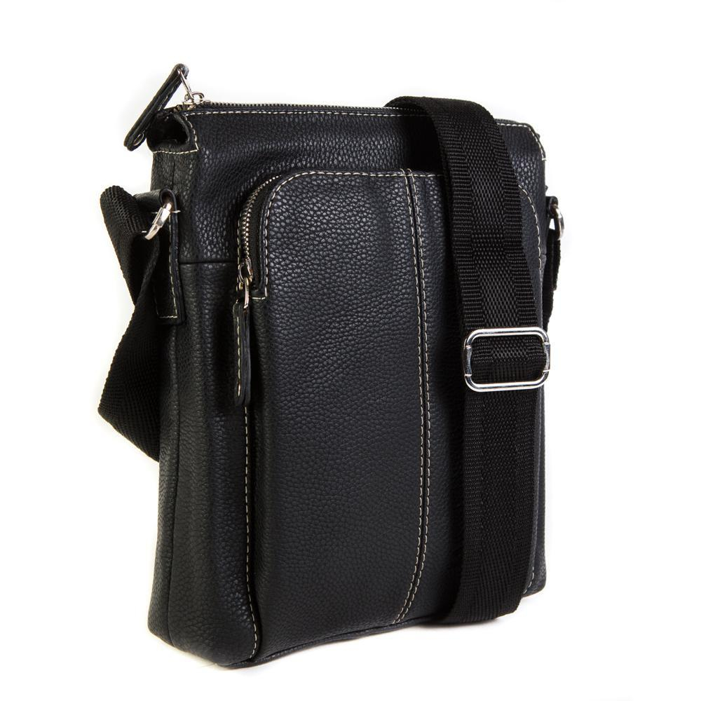 Мужская небольшая наплечная чёрная сумка-планшет из искусственной кожи Paulo Valenti TK-S81