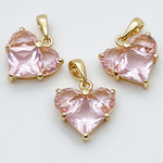 Подвеска Сердце, цвет золото+розовый, размер 14*14 мм, цена за 1 шт