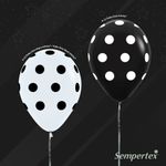 Шар (12"/30 см) Белые точки, Черный (080), пастель, 5 ст 50 шт.