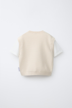 ZARA ВЯЗАНЫЙ ЖИЛЕТ С ВЫШИВКОЙ SNOOPY PEANUTS™, ЭКРЮ