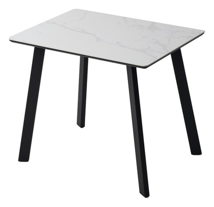 Стол М-City DISAUR Тик Так 90 Белый мрамор Matte, керамика, Черный каркас