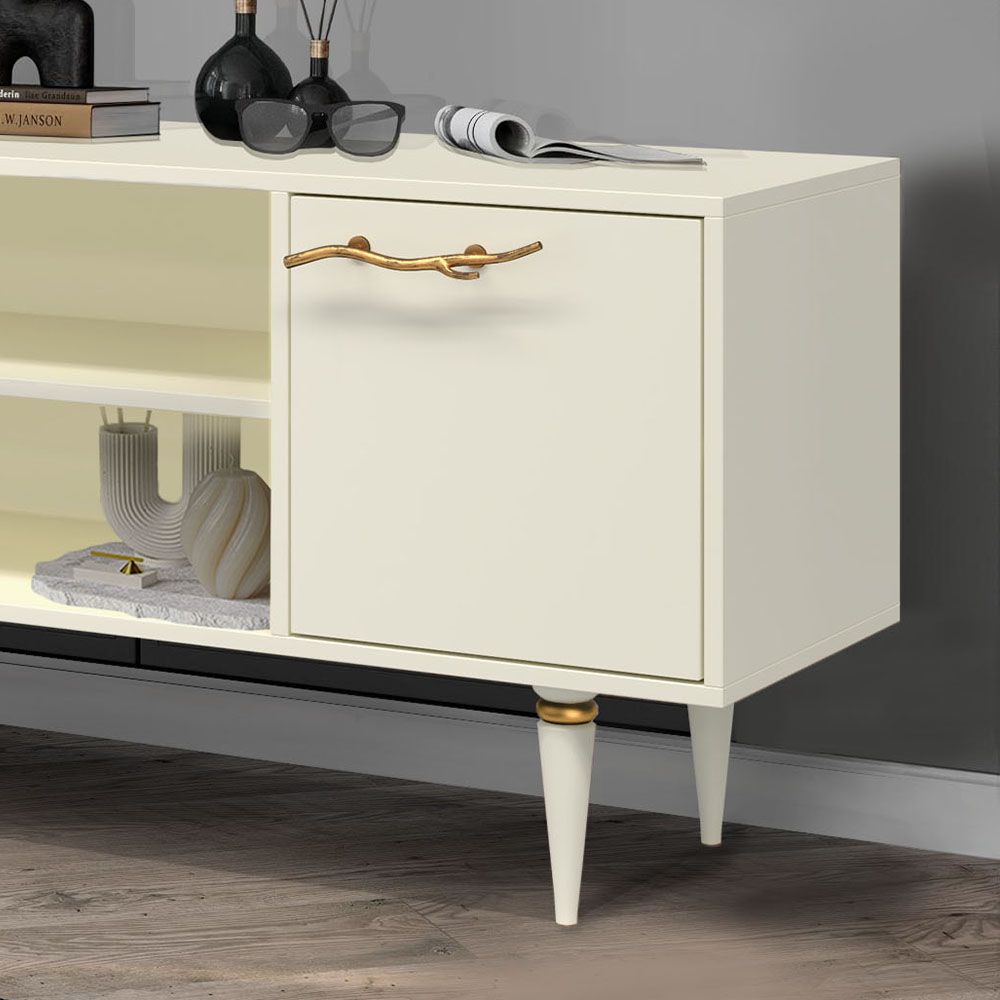 Тумба под ТВ Арт Колор matte 117см Классик Голд Кремовый белый матовый