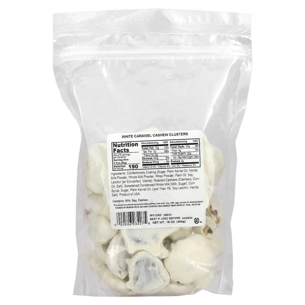 Bergin Fruit and Nut Company, Кешью с белой карамелью, 454 г (16 унций)