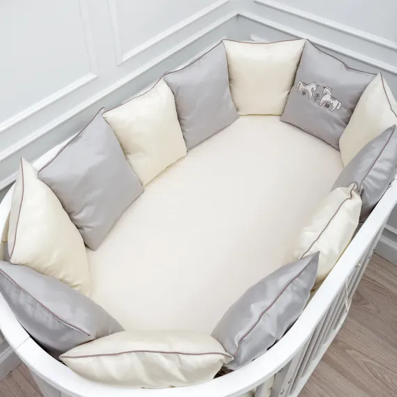 Комплект постельного белья Lollycottons Коники-сны 6 предметов, Серый